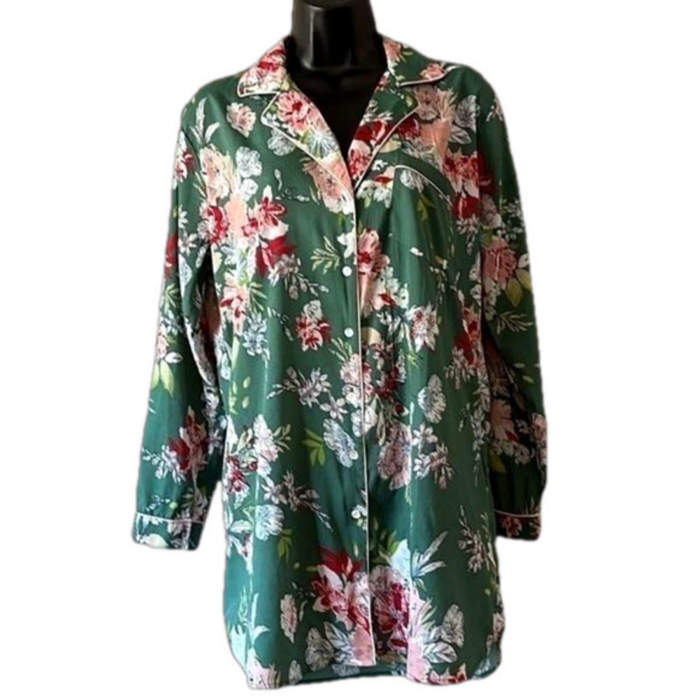 Cupcakes & Cashmere floral button up nightgown pajamas size medium